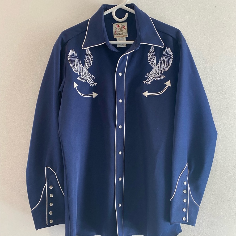 Vintage Men's Blue Western Shirt